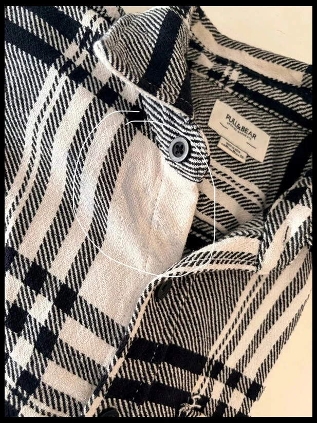 Sobrecasaco de quadrados preto e cru Pull&Bear 100% algodão mangas compridas homem M – photo 12